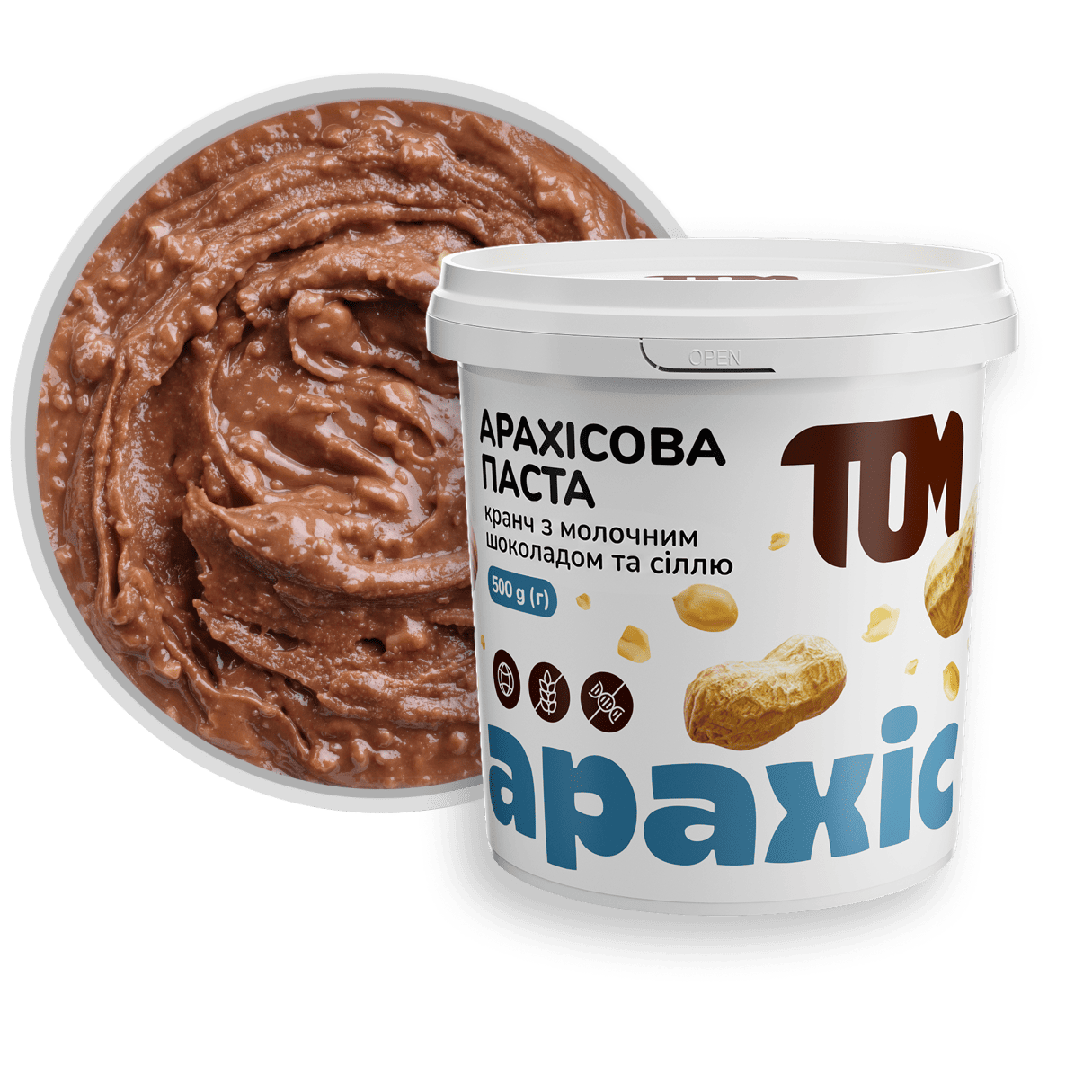 Crunchy peanut butter with milk chocolate and salt