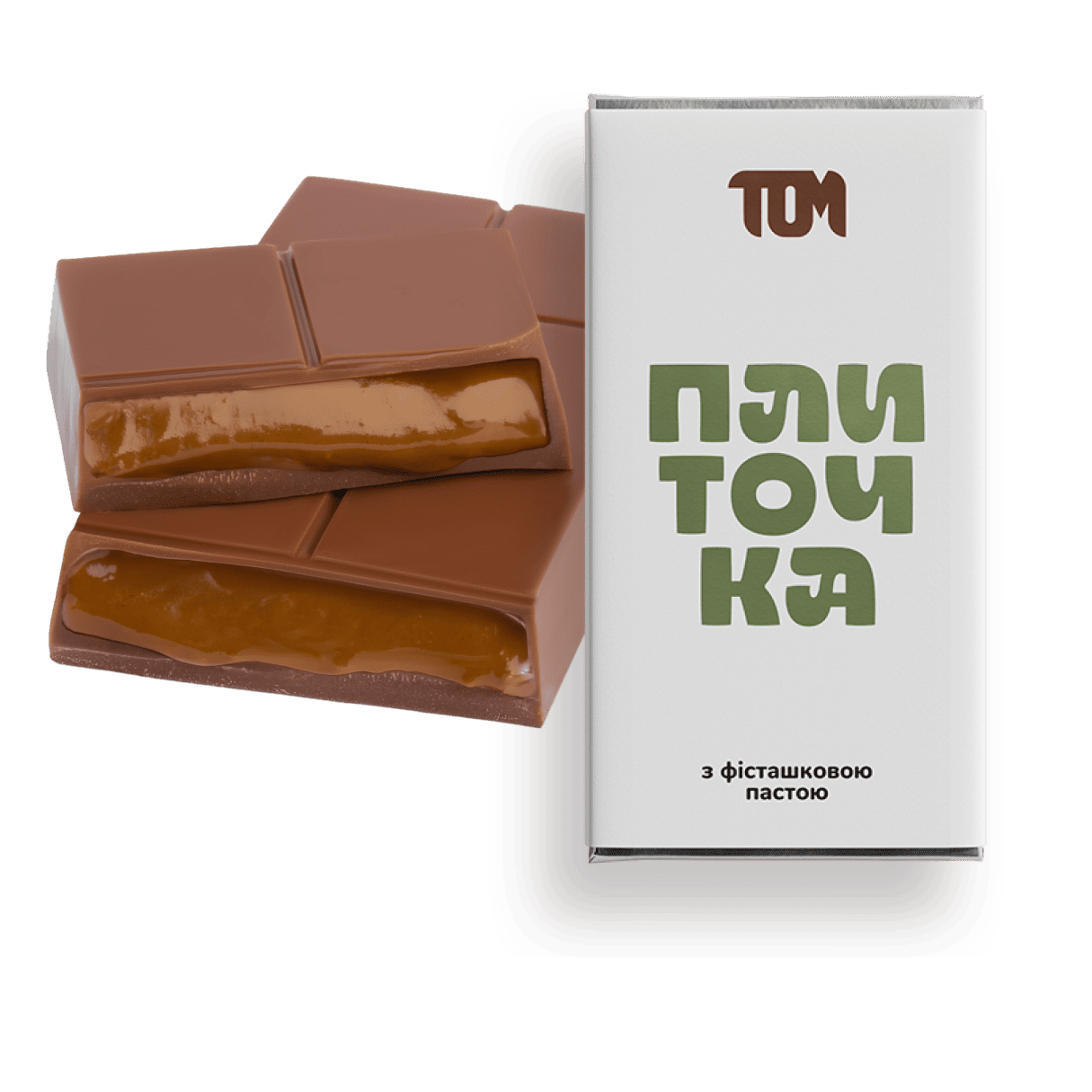Chocolate bar with pistachio paste