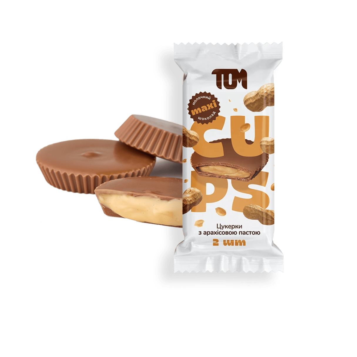 Maxi Cups milk chocolate with peanut butter, 2pcs