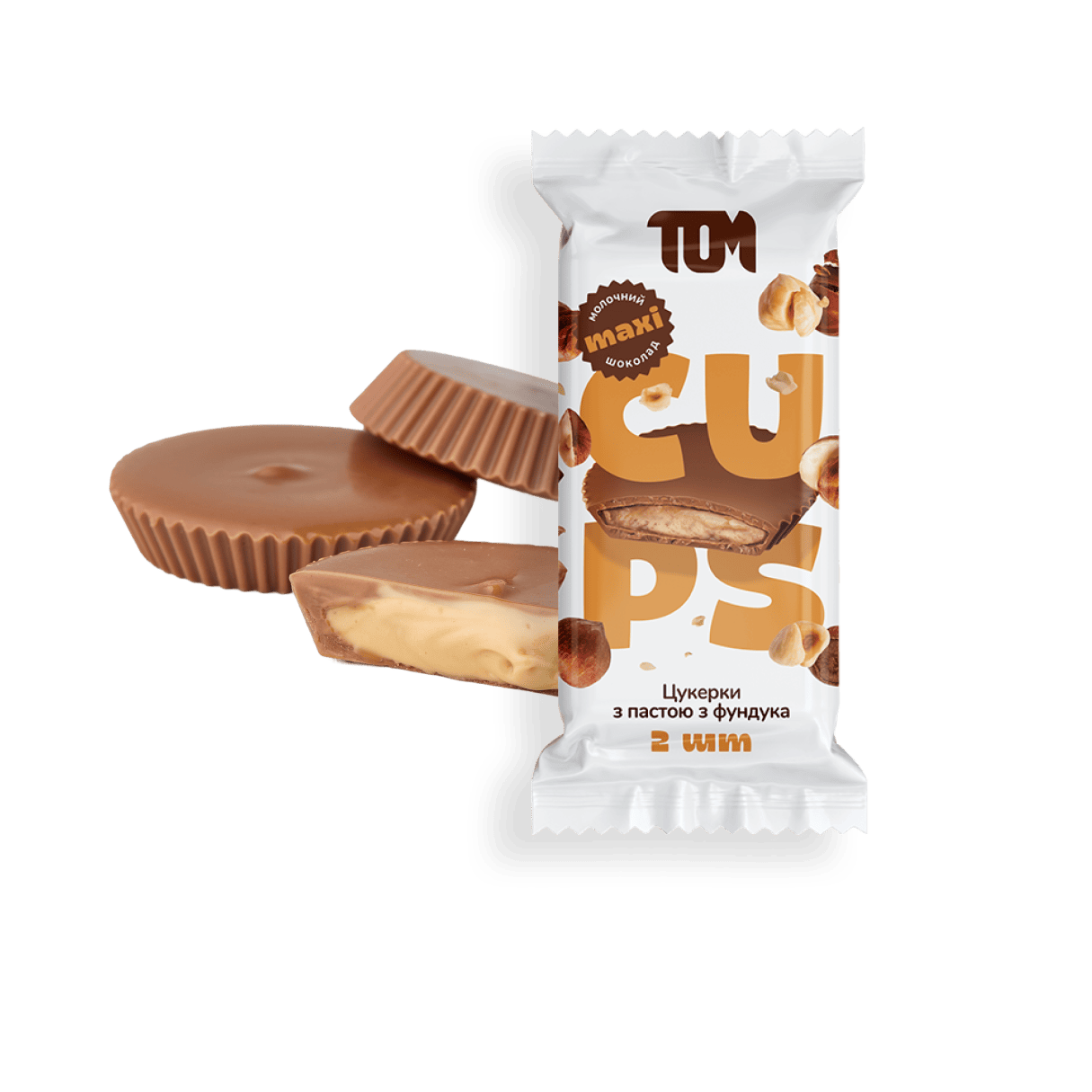 Maxi Cups milk chocolate with hazelnuts butter, 2pcs